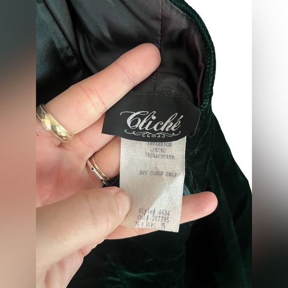 Vintage Cocktail Dress Size 5 Velvet A Line Pin Up Style Halter Green Crinoline - Picture 8 of 12